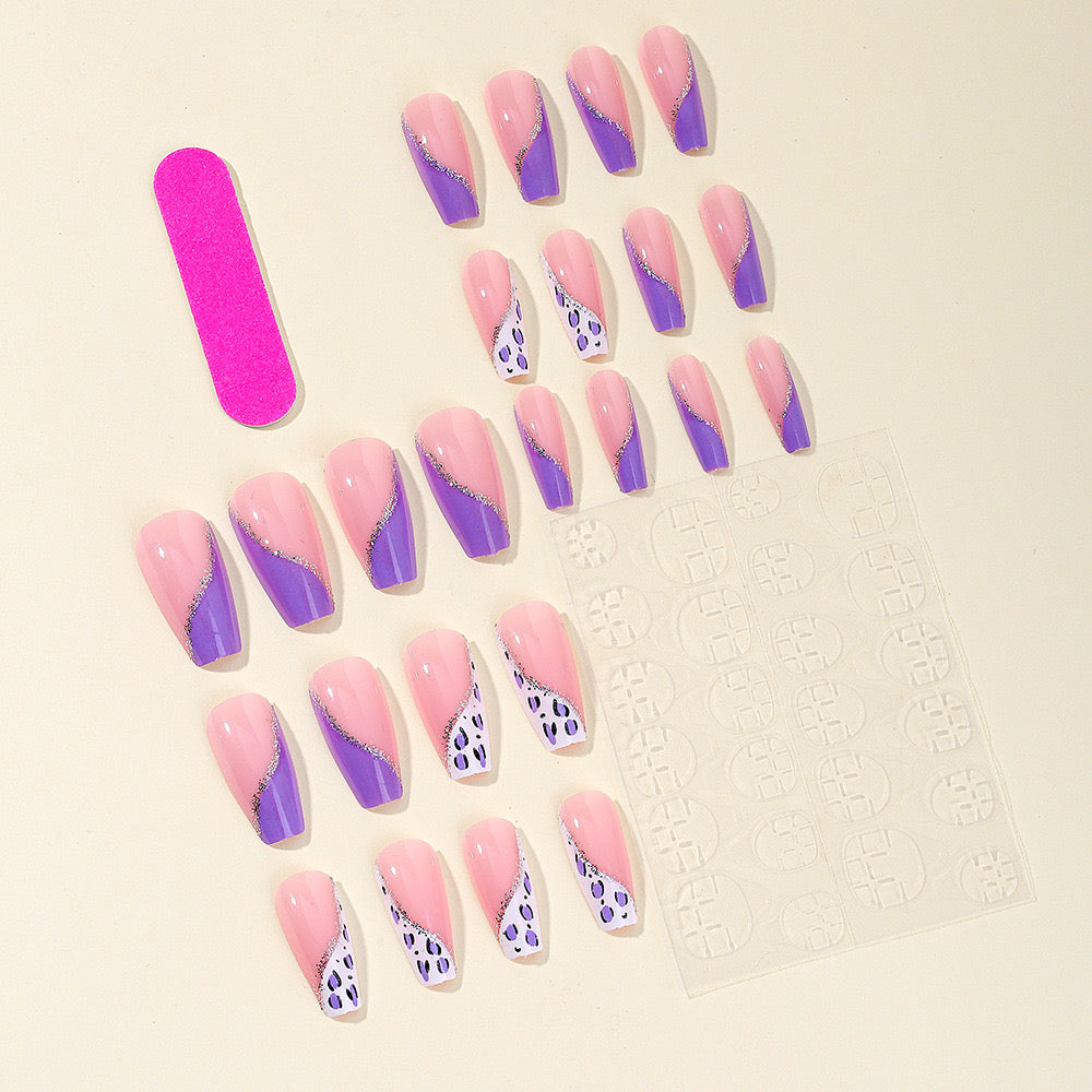 Purple Glam French Tip Press-On Nails - Mix & Match Ready