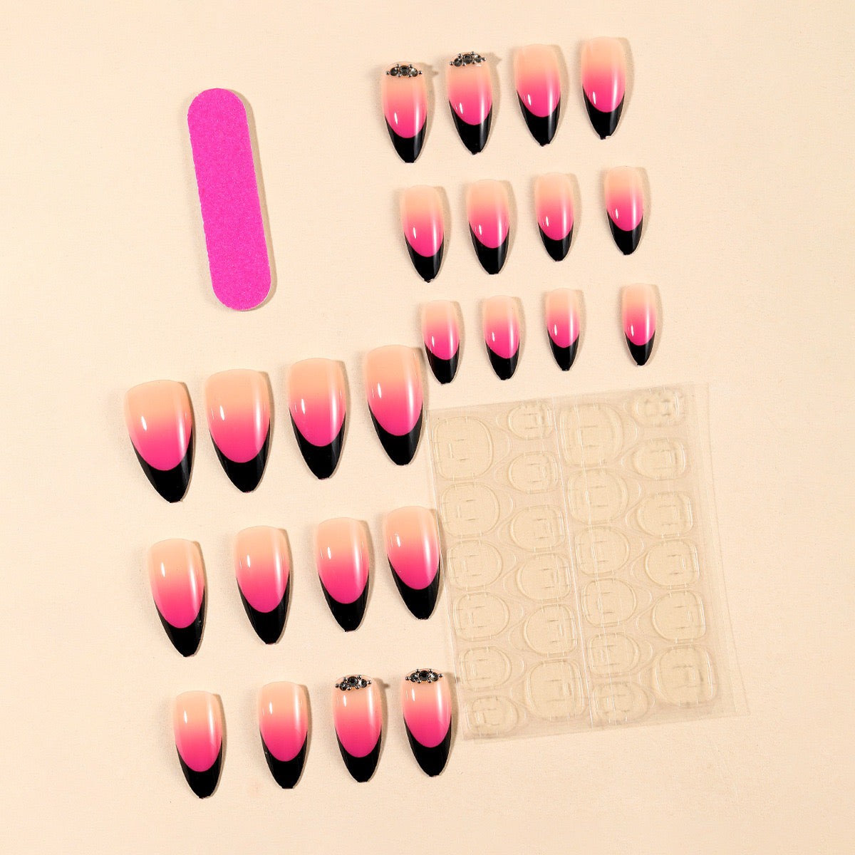 Pink Gradient Stiletto Press-On Nails - Glamorous & Edgy