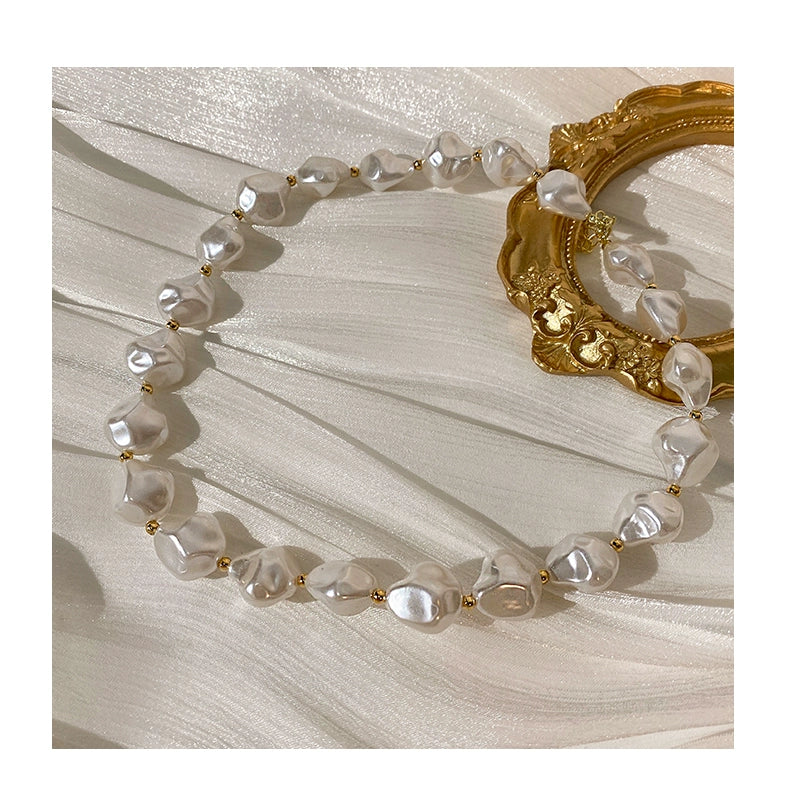 Irregular shaped large pearl necklace