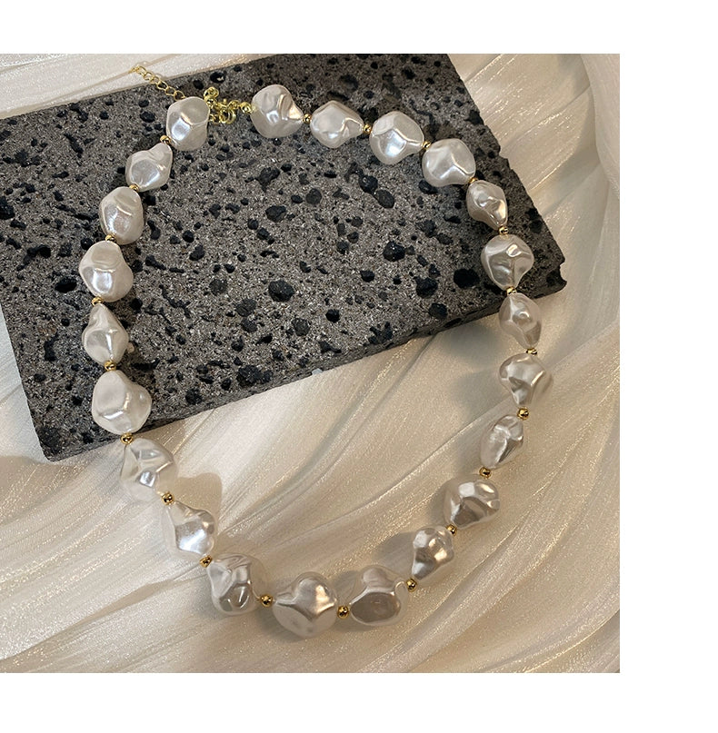 Irregular shaped large pearl necklace