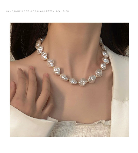 Irregular shaped large pearl necklace