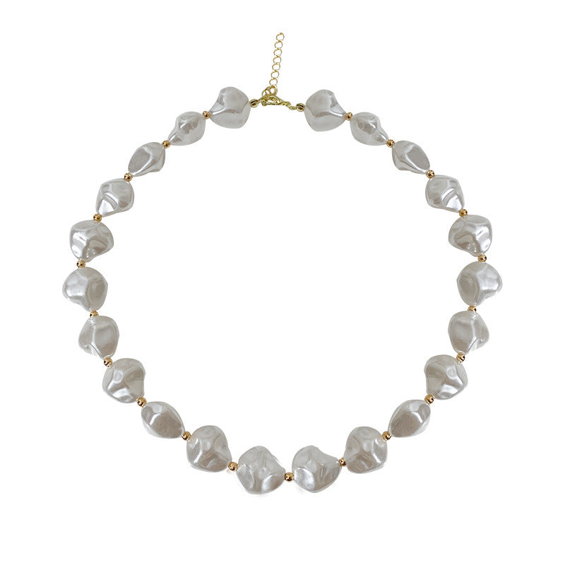 Irregular shaped large pearl necklace