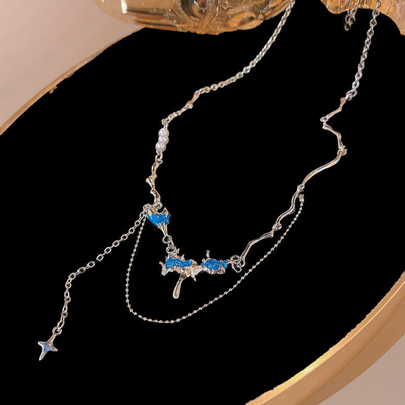 'Frozen Splash' blue gem stone necklace