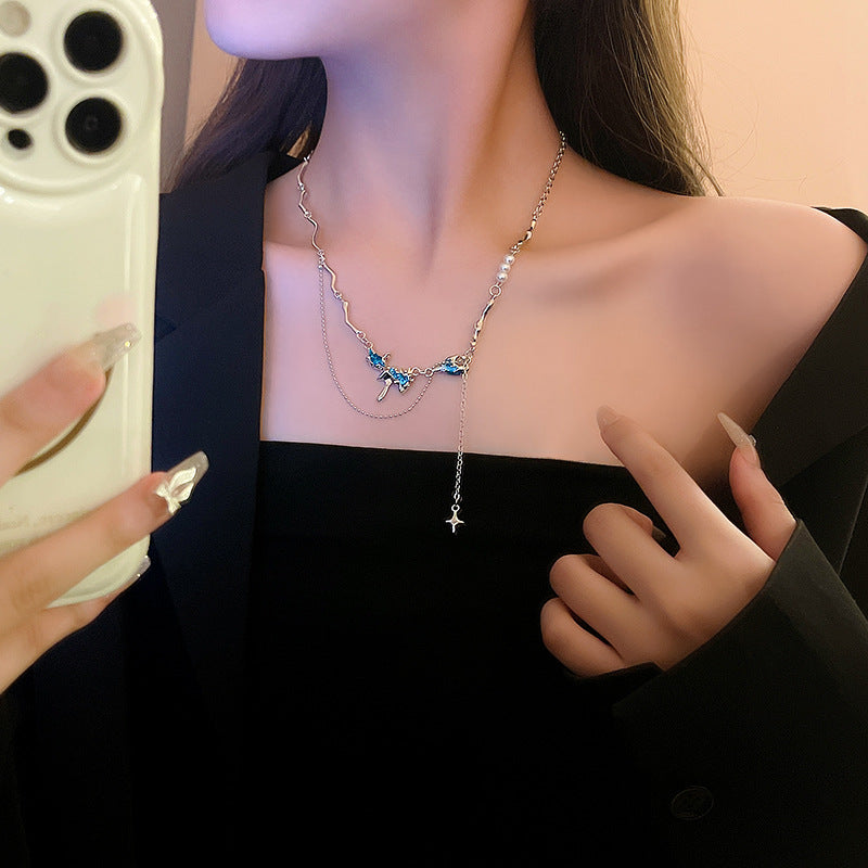 'Frozen Splash' blue gem stone necklace