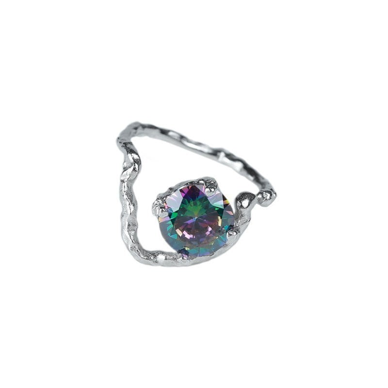 Peacock moon stone ring